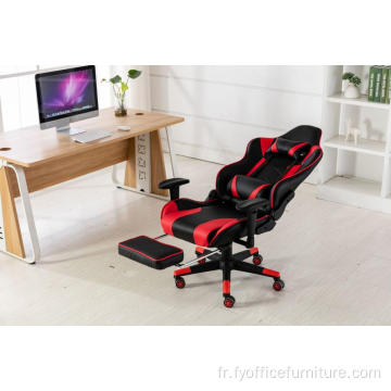 Chaise de jeu d&#39;ordinateur rouge en gros avec dossier d&#39;oreiller de repose-pieds